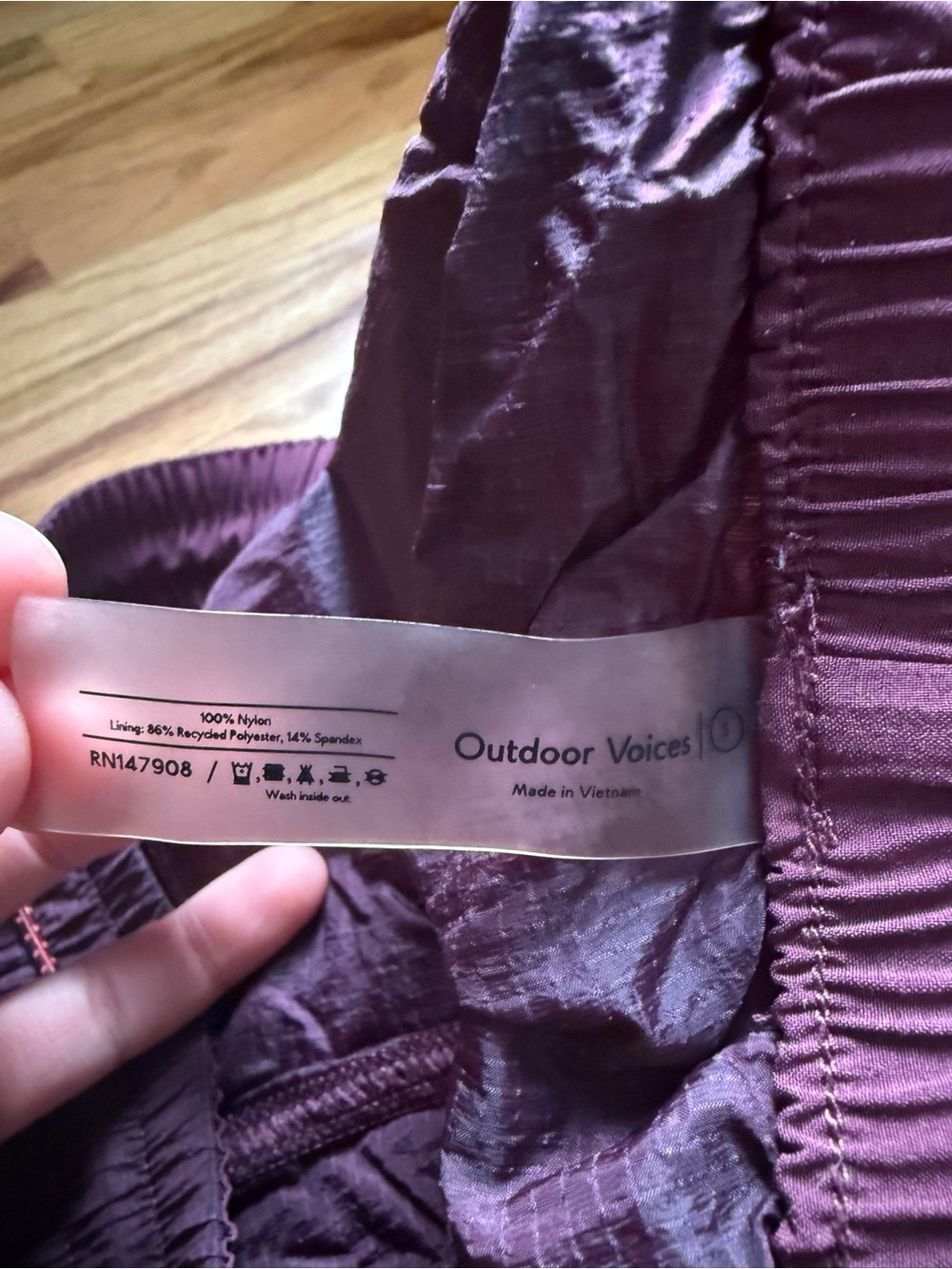 Outdoor Voices Women’s Burgundy Hiking Short - Picture 5 of 5